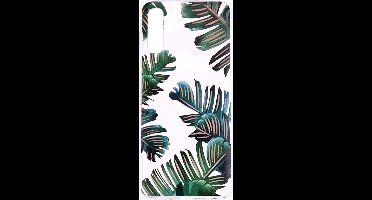 Shop4 - Samsung Galaxy A70 Hoesje - Zachte Back Case Bladeren Groen