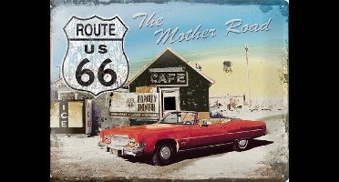 Route 66 The Mother Road metalen wandbord in reliëf  40 x 30 cm
