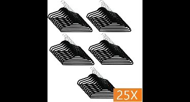 Kledinghangerset 25 stuks - Non slip kledinghangers - Fluweel zwart