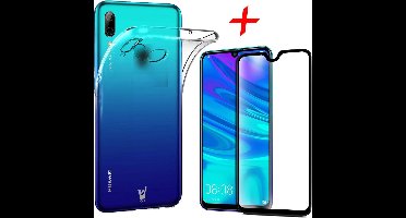 Transparant Hoesje geschikt voor Huawei P Smart 2019 Siliconen Soft TPU Gel Case + Tempered Glass Full-Screen Screenprotector Transparant iCall