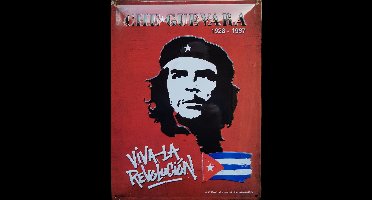 Che Guevara Viva La Revolucion. Metalen wandbord in reliëf 30 x 40 cm.