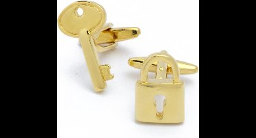 Manchetknopen - Sleutel en Hangslot Slot Goud