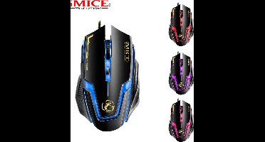 Game muis met LED verlichting - 6 knoppen - 1200/1600/2400/3200 DPI - hoge precisie - ergonomisch -