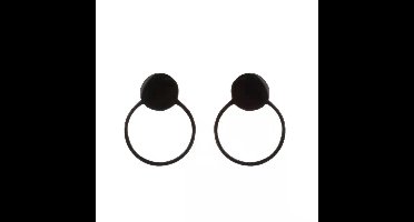 Gading® Oorknopjes - RVS dames Oorknoppen met rondje  - zwart