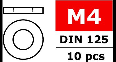 Team Corally - Vlakke sluitring - M4 - Gegalvaniseerd staal - 10 st