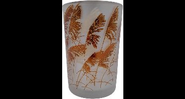 Van Manen's - Waxinelichthouder glas stro - Wit & Goud- kaarsenhouder - 12x12