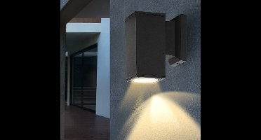 Aigostar 13VEK Wandlamp - Industrieel Buitenlamp - IP65 Buitengebruik - GU10 - Vierkant Zwart - Zonder Lichtbron