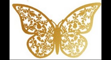 3D Gouden Muurstickers - Elegante Set van 12 Vlinderstickers in 3 Maten - Wand decor - Kamer versiering - 3D vlinders