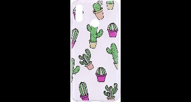 Shop4 - Geschikt voor Samsung Galaxy M20 (Power) Hoesje - Zachte Back Case Cactussen Transparant