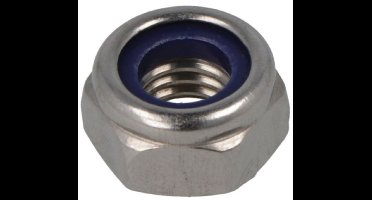 10 Stuks - Zelfborgende zeskantmoer M4 met kunststof ring - DIN 985 - Borgmoer RVS