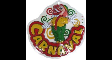 Carnaval Wanddecoratie clown 'Carnaval' 18x18cm