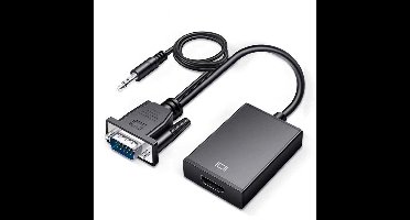 Vga Naar Hdmi Adapter - 3.5Mm Jack Aux - Ondersteunt 1080P Full Hd En Audiosynchronisatie - 1 Stuks - Voor Pc Laptop En Projector Zwart