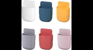 Ynkkvre -Telefoonhouder stopcontact - 6 Stuks - Afstandsbediening Houder - Opbergdoos voor wandmontage - organizer aan de muur - Muurhouder - Telefoon wandhouder - ABS - Zelfklevende - wand organizer - 2.5 x 8 x 11.5 cm