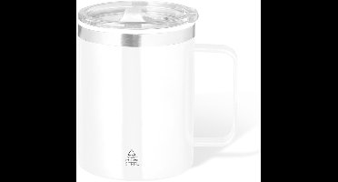 Benson Warmhoudbeker - thermos beker Barista - reis koffiebeker - RVS - wit - 400 ml - deksel