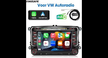 Awesafe Autoradio - Geschikt voor Volkswagen Golf 5 & 6 Polo Caddy Bora Jetta Passat - Draadloze Carplay & Android Auto - Windows CE System - 7 Inch IPS HD Touchscreen - Bluetooth & Wifi - CD DVD Player - Met DAB+