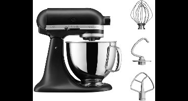 KitchenAid Artisan 5KSM125EBM - Keukenmachine 4,8L - Mat zwart- 3 menghaken