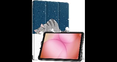 Hoes - Geschikt voor Samsung Galaxy Tab A11 Plus - Dun & Stevig - Trifold Bookcase - Hard Cover - Hardcover Book Case - Tablet Hoesje - Kat