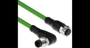ACT Industrial 1,50 meter Sensor kabel M12A 8-polig male right angled naar M12A female, Ultraflex TPE kabel, afgeschermd