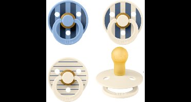 Bibs studio fopspenen maat 2 (6-18 maanden) Set 3 fopspenen - Block Sky Blue, en Block Ivory - Steel Blue - Pin Ivory/Steel Blue