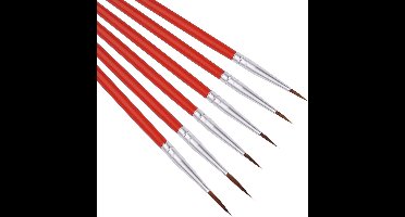 6-delige verfborstel set voor aquarel, acryl en meer - fijne punt, miniatuur borstels, lijntekening.