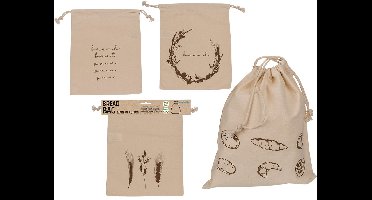 Broodzakken voor zelfgebakken brood - Herbruikbaar - katoen - 35 x 29 cm - 4 stuks