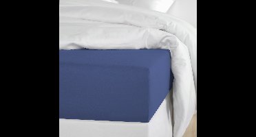 De Witte Lietaer Hoeslaken Olivia Blue Indigo - 160 x 200/220 x h 30 - Blauw - Katoen Satijn