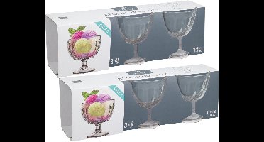 Excellent Houseware IJcoupes / dessert serveer schaaltjes op voet - set 6x stuks - glas - 425 ml - transparant