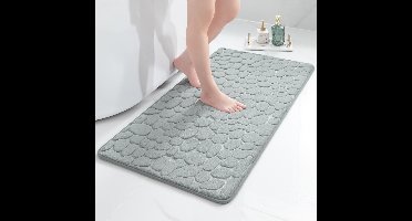 Badmat - 60 x 120 cm - traagschuim - absorberend - decoratieve - antislip - Microvezel - Gevlochten - Middelpolig - Kleur : lichtgrijs