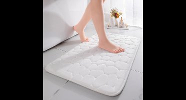Badmat - ( 50 x 80 cm ) - traagschuim - Antislip - TPR of PVC -absorberend - badkamertapijt - decoratieve - Laagpolig - Kleur : wit