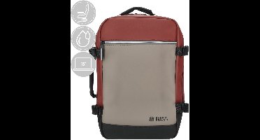 Enrico Benetti Underseater rugzak - Waterproof Cabin Rugzak - Onder de stoel bagage – Ryanair Reistas – 15 inch laptop handbagage – Cabin rugzak 25x20x40cm – 20L - 56010 – Taupe-Bordeaux