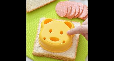 Gigicial Teddybeer Koekjesvorm - Winnie De Pooh Koekjesvorm - Bpa-Vrij Plastic Voor Broodje Uitsnijden En Fruit Versieren - 1 Stuk - Kinderen Geel