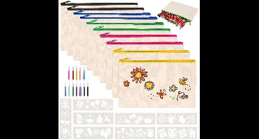 IMPERATORIS® Etui/Pennenzak - Voor Jongens, Meisjes en Kinderen - Voor School Spullen - 21 x 12 x 12 cm - 10 blanco etuis - 12 kleurpotloden en - 8 schilderpatronen