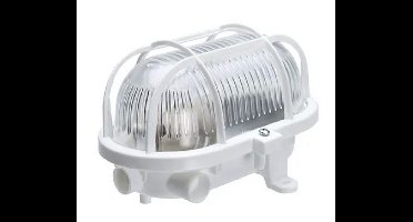 Bulleye wandlamp 17cm E27 glas + kunststof korf IP54 wit