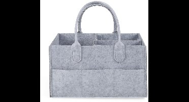 Kraftverdia Luiertas Vilt - Grijs - Commodemandje en Luiertas - Luiermand voor Baby Kamer - Luier Mand Organizer - Opbergmand kinderkamer - Speelgoedmand