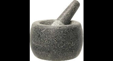 Jade Temple steenvijzel met stamper, in set, effectieve en eenvoudige vijzel van massief graniet met een diameter van 14 cm en een hoogte van 10 cm