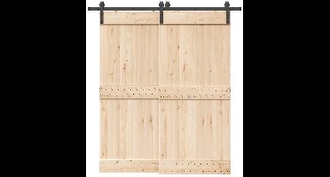 Schuifdeursysteem – Schuifdeur Systeem – Schuifdeurbeslag – Barn Deur Set – Railsysteem – Zwaar Stalen Constructie – 200 cm Zwarte Rail – Stevig & Soepel Schuivend