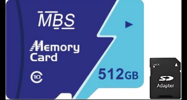 MBS SD kaart 512GB - Micro SD kaart 512GB - U3 - Class10 - Inclusief Adapter