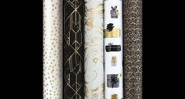 Gatsby 2 cadeaupapier - assortiment inpakpapier - 2 meter x 70 cm - 5 rollen