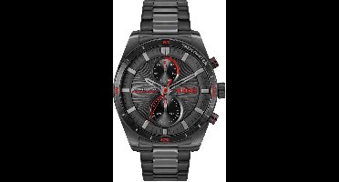 HUGO HU1530374 #FAST Heren Horloge - Mineraalglas - Staal - Zwart - 44 mm breed - Quartz - Vouw/Vlindersluiting - 5 ATM (douchen)