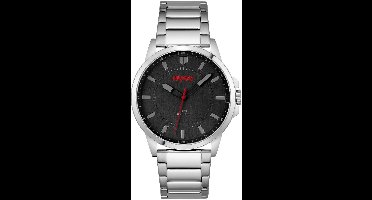 HUGO HU1530246 #FIRST Heren Horloge - Mineraalglas - Staal - Zilverkleurig - 43 mm breed - Quartz - Vouw/Vlindersluiting - 3 ATM (spatwater)