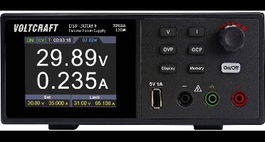 VOLTCRAFT DSP-3008 F Labvoeding, regelbaar 0 - 30 V 0 - 8 A 120 W USB Zonder ventilator Aantal uitgangen: 1 x