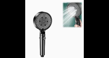 1 stuk - douchekop - 6 standen - Power Boost - One-Touch-schakelaar - Hoog debiet - Geschikt voor badkamers in woningen - Doucheaccessoires - Zwart