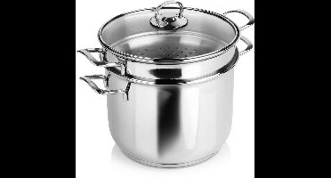 Orion Anett Serie - Roestvrijstalen Pastapan - 6 liter - Met Glazen Deksel - Voor Inductie