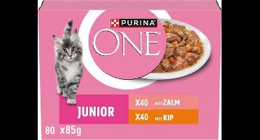 PURINA® ONE® Junior - Kattenvoer Natvoer - Kip & Zalm 80 x 85 gr