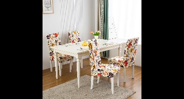 Stoelhoes - Stoelhoezen - voor eetkamerstoelen modern, wasbaar, voor banket, kantoor, thuis, restaurant, bar - Set Van 4 -Wijnstokken en bloemen -30D x 20B x 4H centimeter