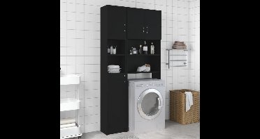 Opbergkastje – Badkamerkast – Opbergmeubel – Kastje – Bergkast – Zwart – Slank Design – Hoogwaardig Engineered Wood – 190 cm Hoog – Compact 32 cm Breed