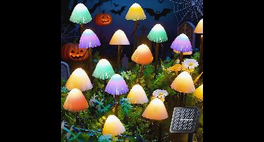 Dekofun Tuinverlichting op zonne-energie, 20 LED 5 m, paddestoel op zonne-energie, 2 modi, waterdichte zonne-ornamenten, buitentuinverlichting voor pad, landschap, tuin, gazondecoratie (veelkleurig)