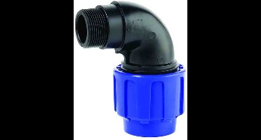 PP PE Buis Koppeling 90° Hoek 32 x 1/2" AG