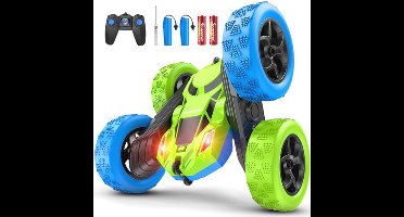 cosone Op afstand bestuurde auto's, 2,4 GHz op afstand bestuurd autospeelgoed met koplampen, vierwielaandrijving, offroad-stuntauto, dubbelzijdig 360° draaibaar, verjaardagscadeau voor jongens vanaf 6