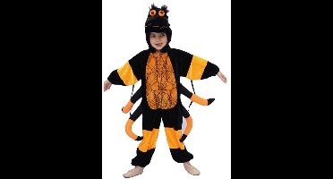 Spin Pluche Zwart-Oranje Kind Kostuum 140